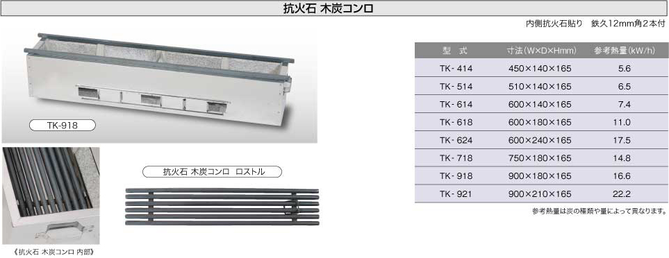 抗火石木炭コンロ(炭焼台)75cm